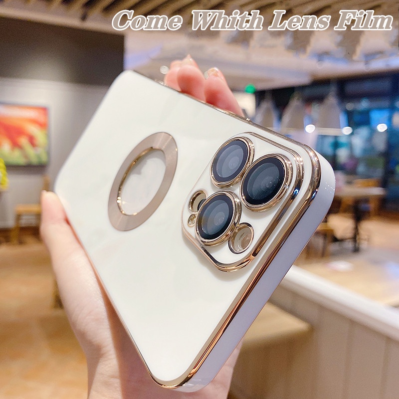 Ốp Điện Thoại Mềm Mạ 6D Sang Trọng Có Miếng Dán Bảo Vệ Camera Cho iPhone 11 Pro MAX 12 13 14 Pro MAX Xr XS MAX Sự Bảo Vệ