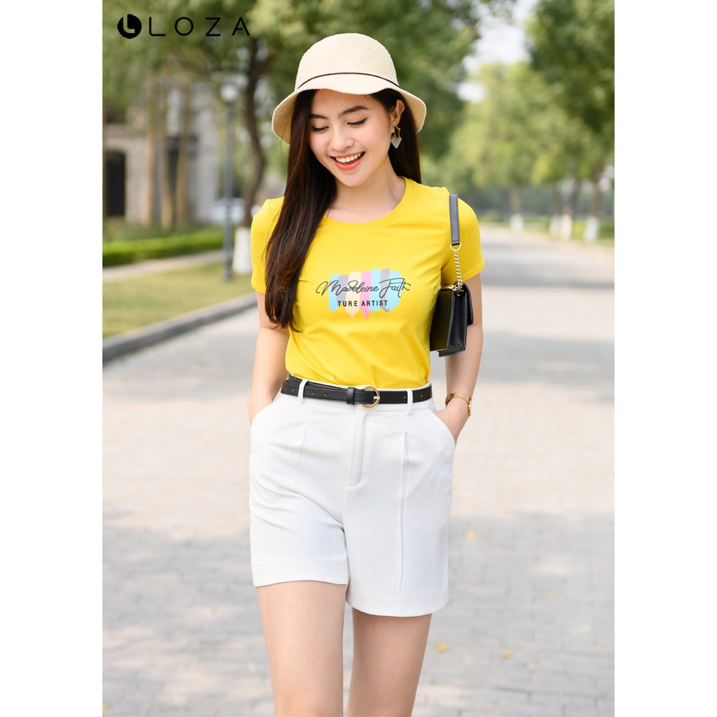 [Mã FASHIONMALLT4 giảm 15% đơn 150k] Áo phông in chữ Madeleine Faith-LOZA PT02106