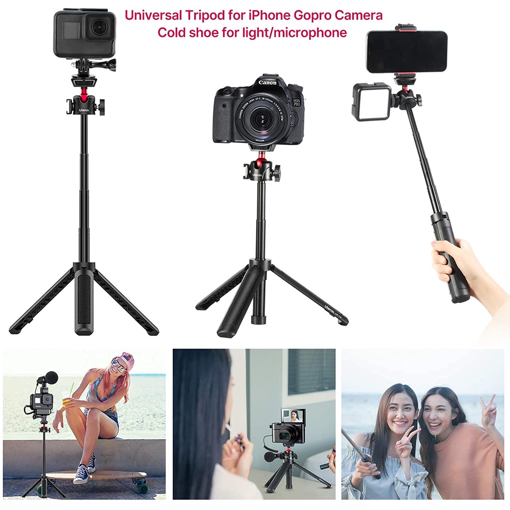 ULANZI MT-16 - HÀNG CHÍNH HÃNG - Chân Tripod tích hợp Ballhead xoay 360° dành cho Điện thoại &amp; Máy ảnh