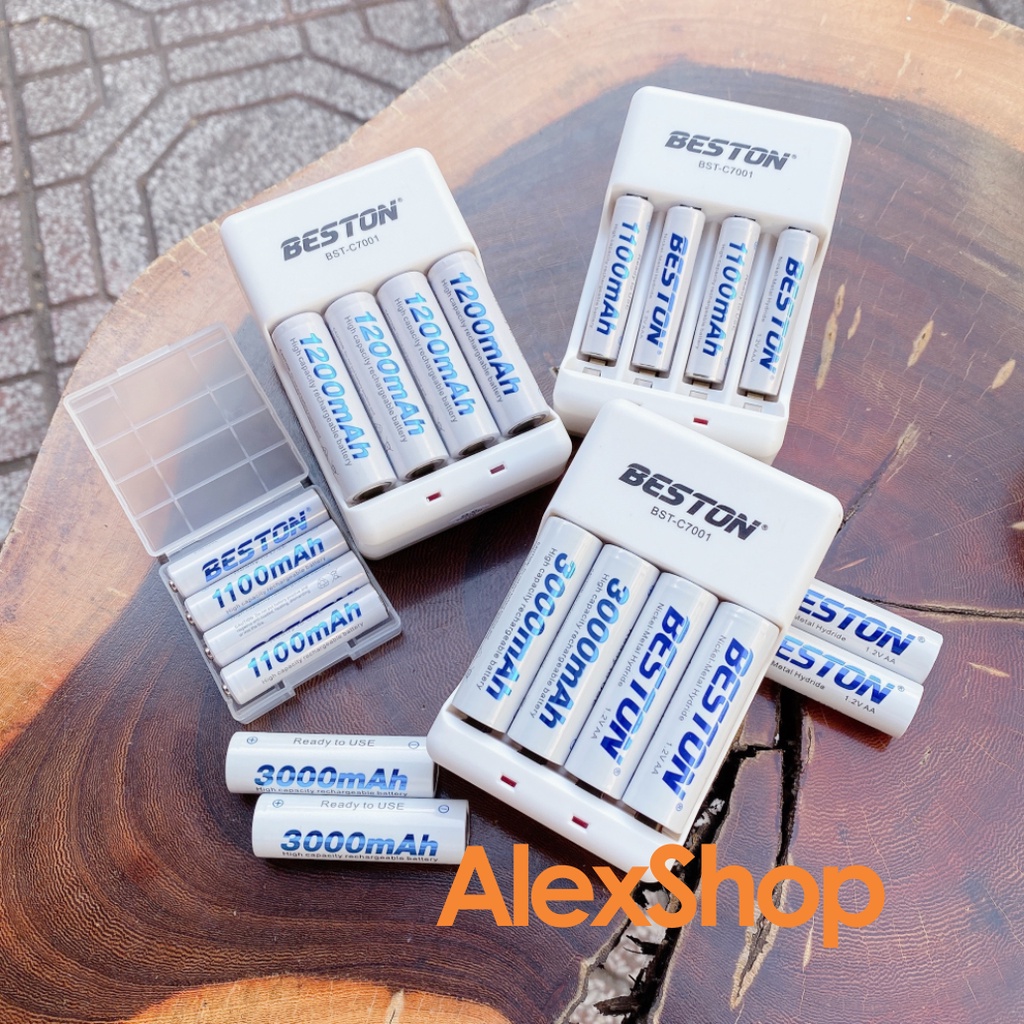 Xả LỗBộ Pin Sạc BESTON AA/AAA 3300/3000/1200/1300/1100mAh Pin Sạc Hoặc Kèm Sạc