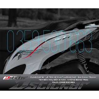 Tem rời Sh mode 2021 xe xám bạc - mẫu hoạ tiết hoa văn đỏ đen