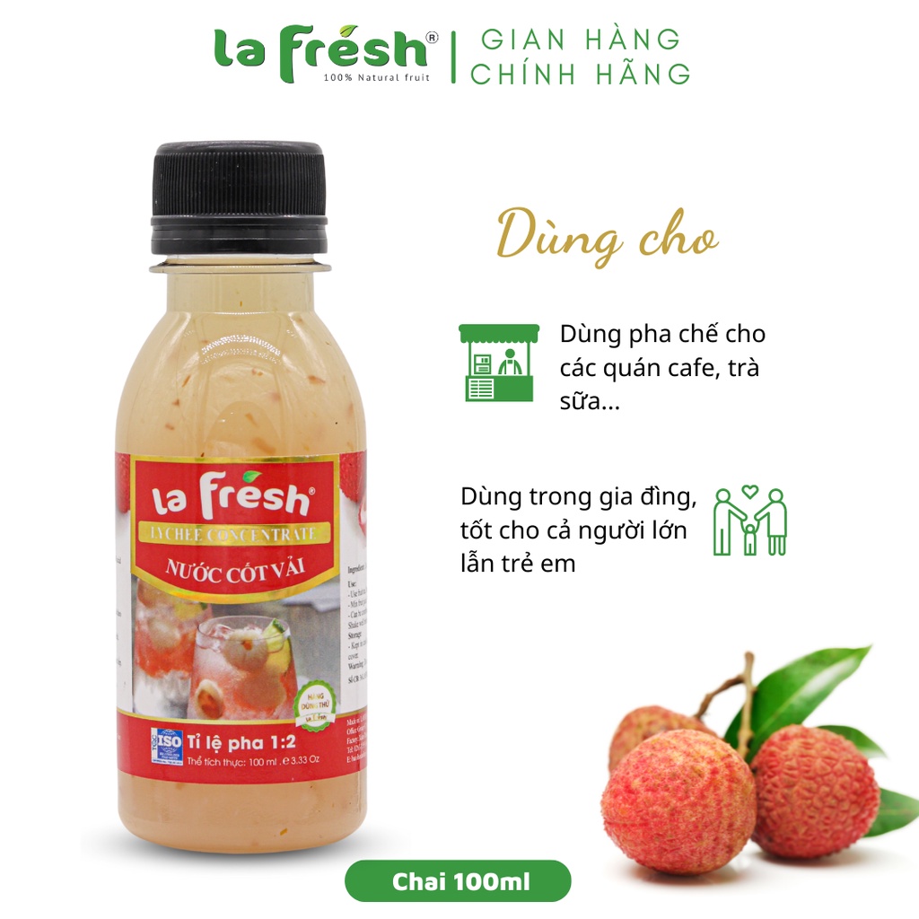 Nước ép trái cây cô đặc Lafresh chai 100ml, 12 vị trái cây - Nguyên liệu 100% trái cây tươi