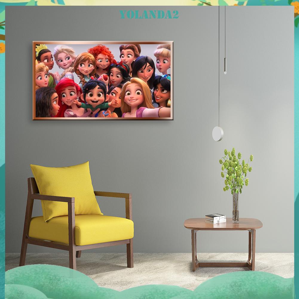 Bộ 2 Tranh Đính Đá Diy Hình Công Chúa Hoạt Hình Dùng Trang Trí Phòng