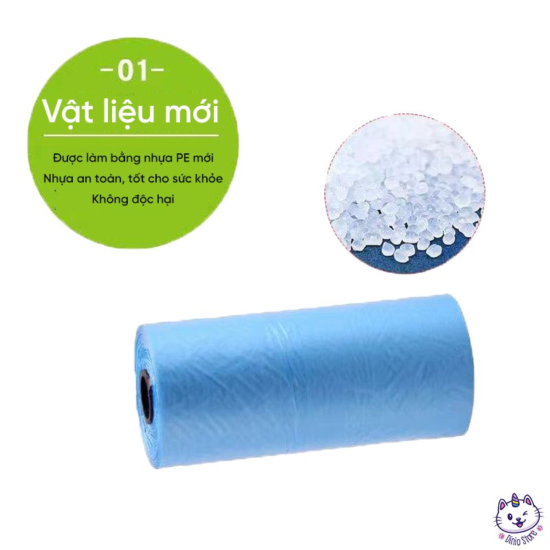 [Mã PET50K giảm Giảm 10% - Tối đa 50K đơn từ 250K] Túi Nilon hốt phân chó mèo - 1 cuộn 15 túi rác Diniopet