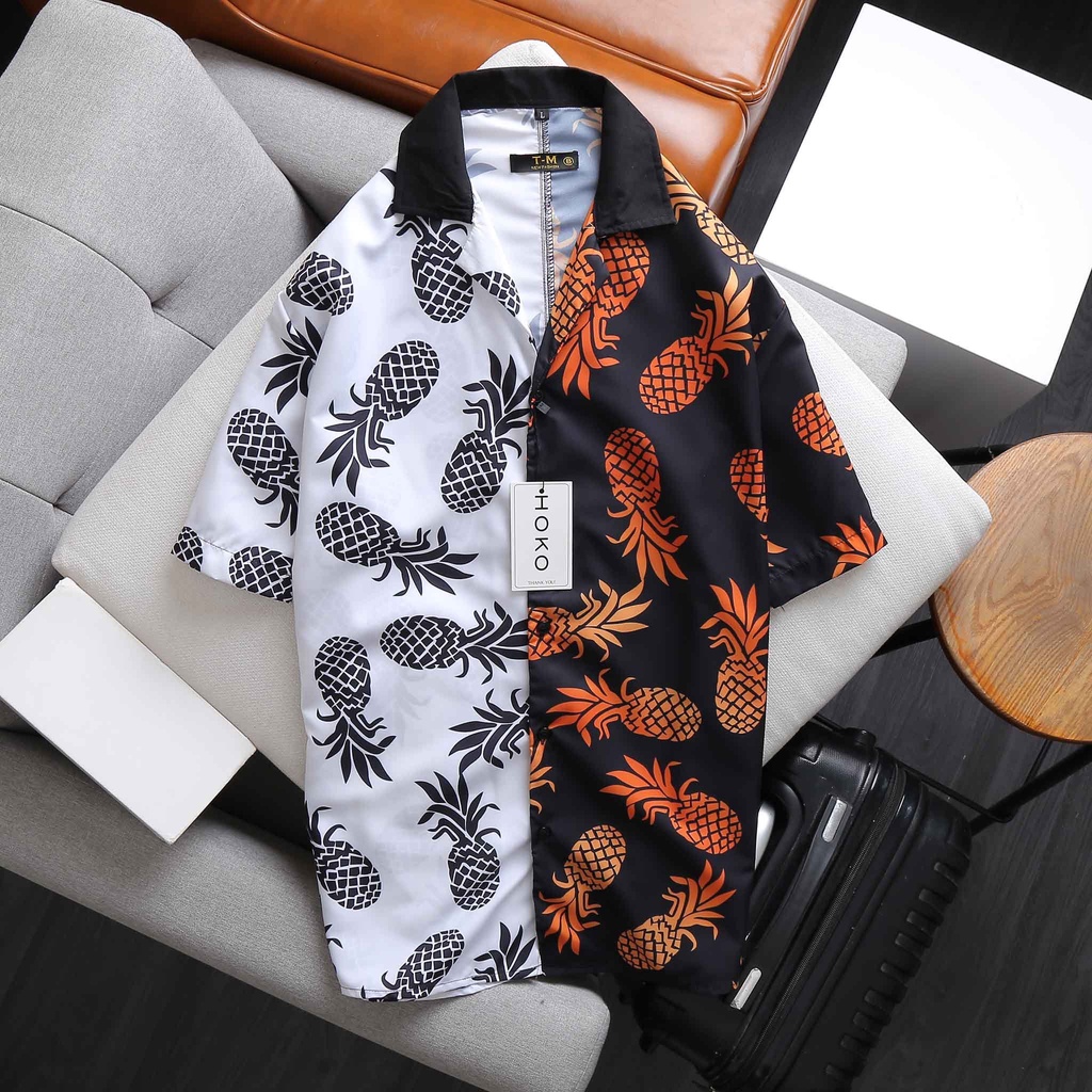 Áo sơ mi họa tiết nam nữ unisex 3d ngắn tay cổ đứng 20UP slimfit dưới 50-75kg 100% lụa cao cấp nhẹ thoáng mát không nhăn