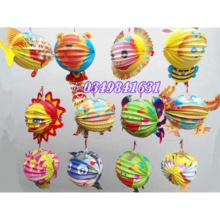 sỉ 100 đèn lồng giấy xếp hình con vật vui tết trung thu