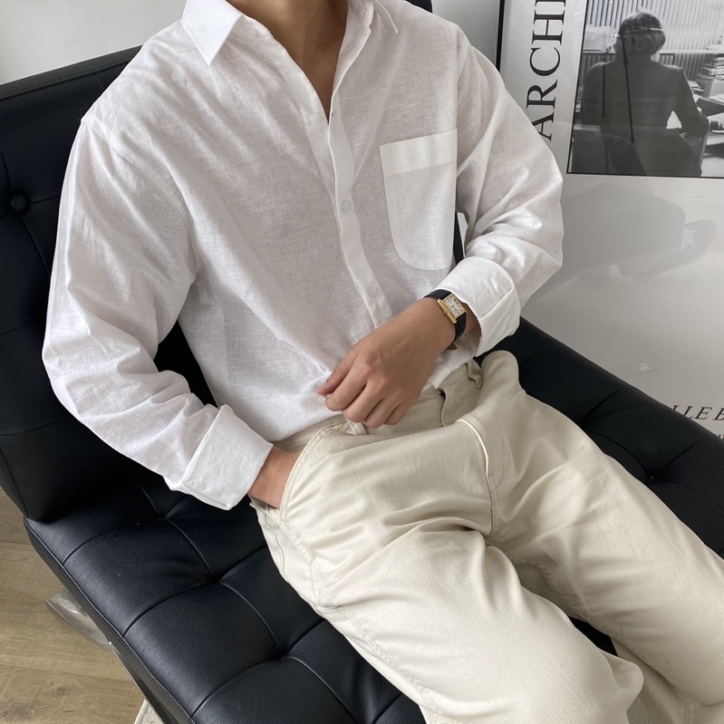 ÁO SƠ MI NAM - HEEBYOHI - Màu Trắng Ngà Linen