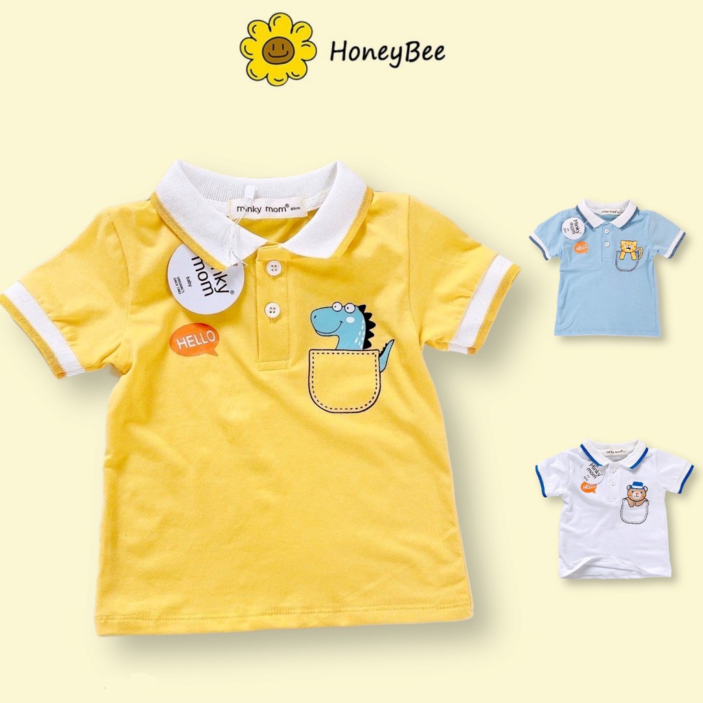 Quần áo trẻ em Honey Bee Áo cổ bẻ họa tiết túi thú cưng dễ thương cho bé