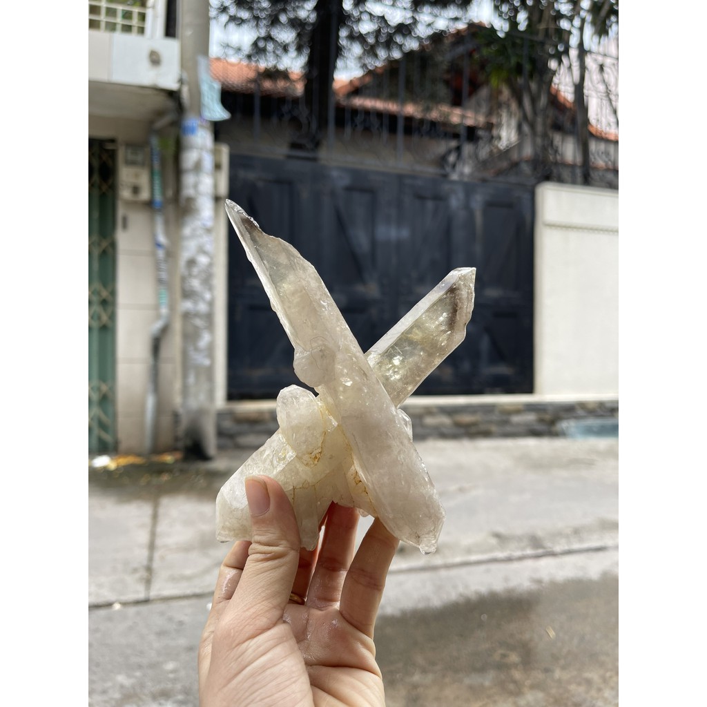 Smoky citrine quartz - CỤM TINH THỂ THACH ANH KHÓI VÀNG, KT: 14x10CM; KL: 0,36KG (VK19) | CADA DECOR