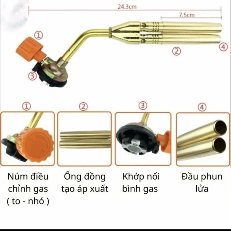 Khò ga mini 2 ống KT - 2108, Đèn khò hàn mini