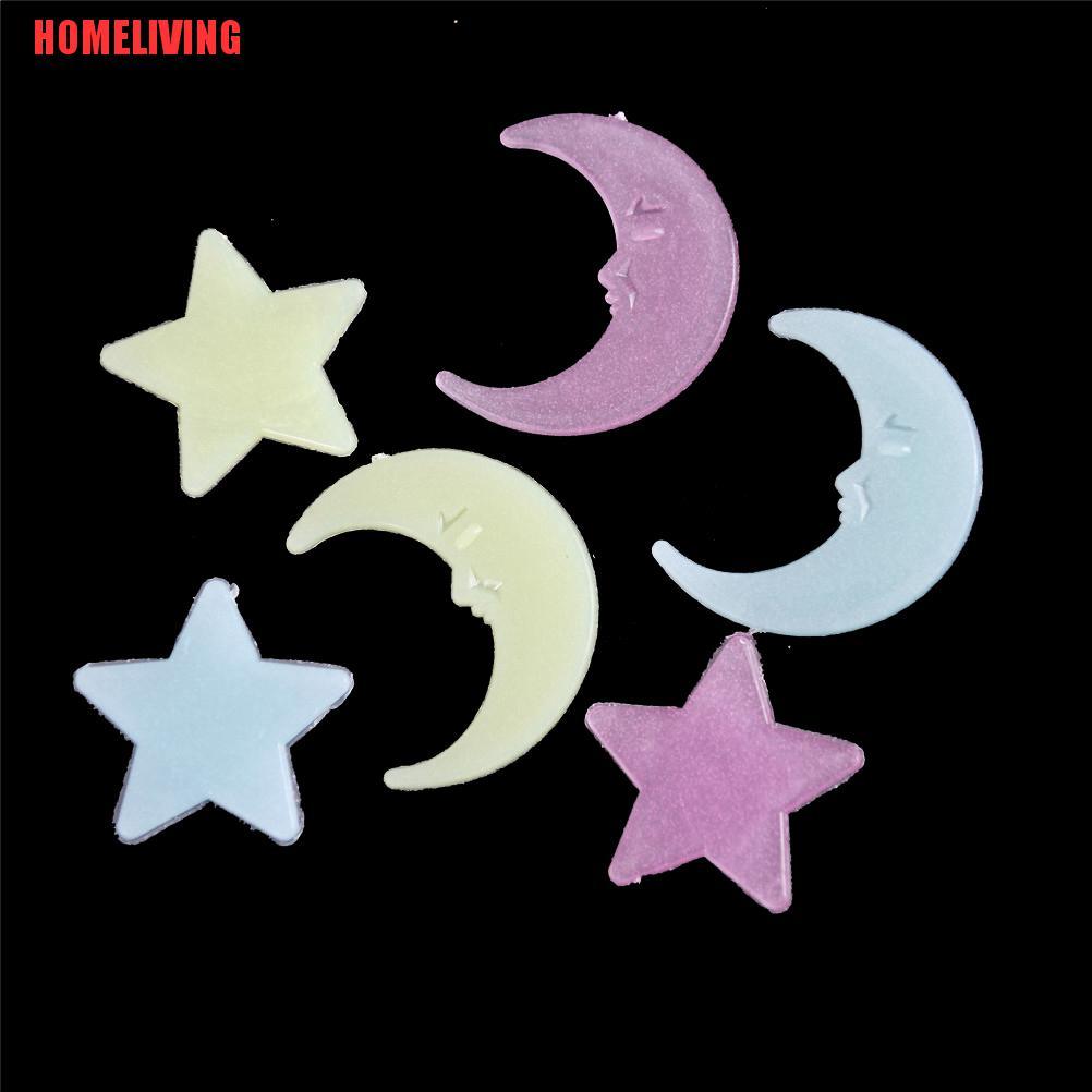 [HOMELIVING] 100 Miếng Dán Dạ Quang Hình Trăng Sao Trang Trí Phòng Ngủ Cho Bé
