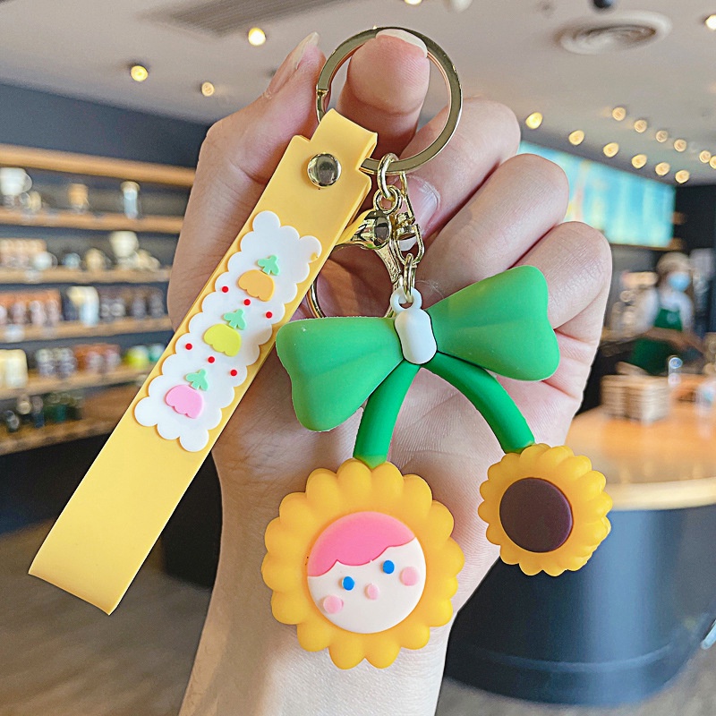 Móc Khóa Nhựa pvc Hình Hoa Hướng Dương Hoạt Hình Dễ Thương