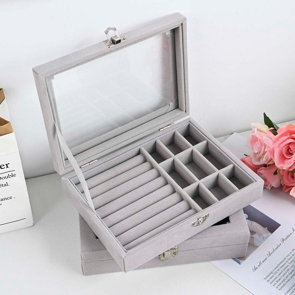 PATRICIA Hộp Đựng Trang Sức Chống Bụi Có Nắp Kính Tiện Dụng Ốp