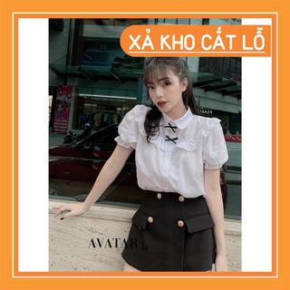 Áo sơ mi bèo trắng kèm ảnh thật / sơ mi trắng