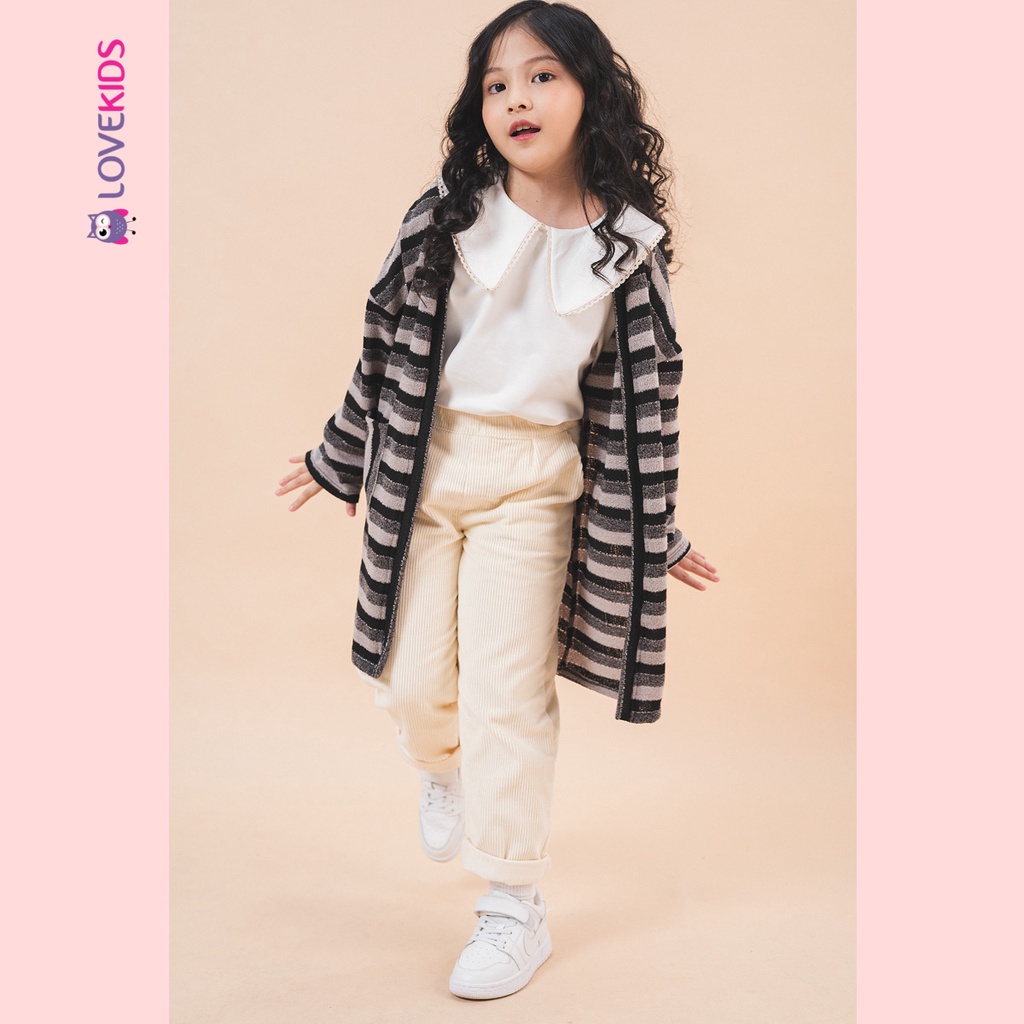 Cardigan Premier Fabric kẻ ngang bé gái - Lovekids