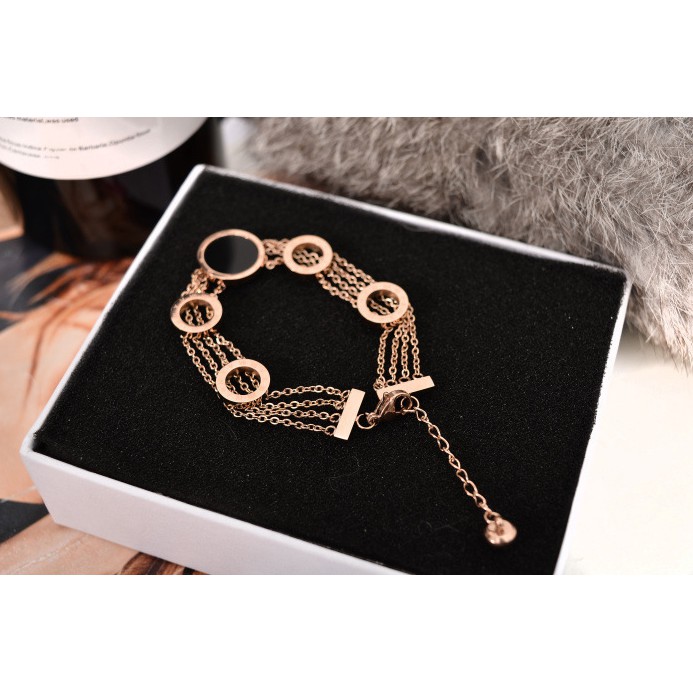 Lắc tay nữ titan chuỗi mặt tròn số la mã siêu đẹp, bền màu, hợp thời trang