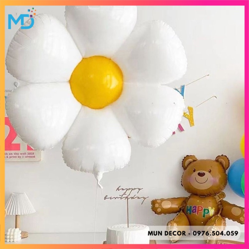 Bong Bóng Hoa Cúc Mặt Cười Trang Trí Sinh Nhật Decor Phong Cách Hàn Quốc