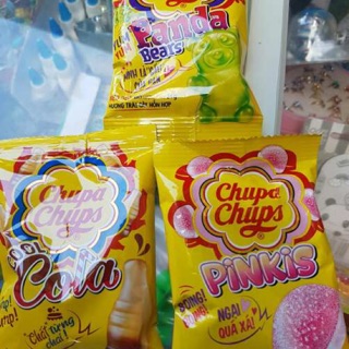 Kẹo dẻo Chupa Chups 3 vị: 15 gói (Trái cây, Dâu Đường, Cola)