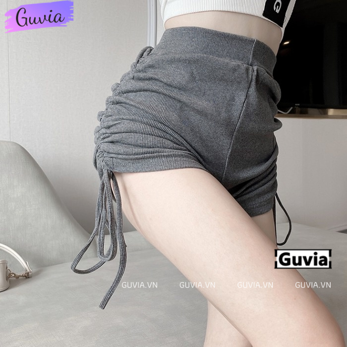 Quần Đùi Nữ DÂY RÚT Cạp Chun Thời Trang, Quần Short Chất Thun Mặc Nhà, Đi Chơi, Đi Tập, Đi Biển Đẹp GUVIA