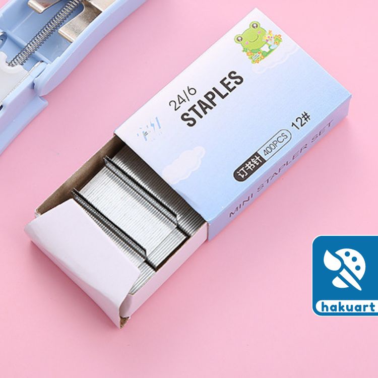 Set Dập Ghim Mini Đồ Bấm và Kim Bấm Stapler Pastel - Văn Phòng Phẩm Haku