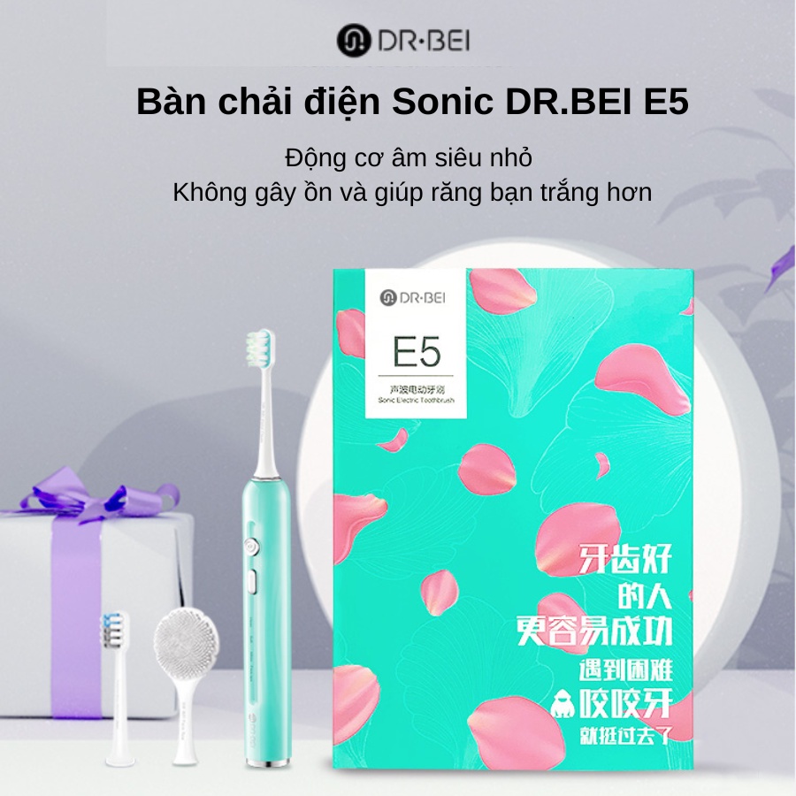 Combo Bàn Chải điện Dr Bei E5 và Máy tăm nước Xanh có đầu rửa mặt