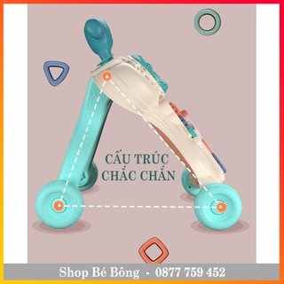 Xe Tập Đi Chống Vòng Kiềng Cho Bé Kèm Âm Nhạc, Hình Khối Tương Tác,Tặng Bình Nước Chống Lật, Chất Liệu Cao Cấp