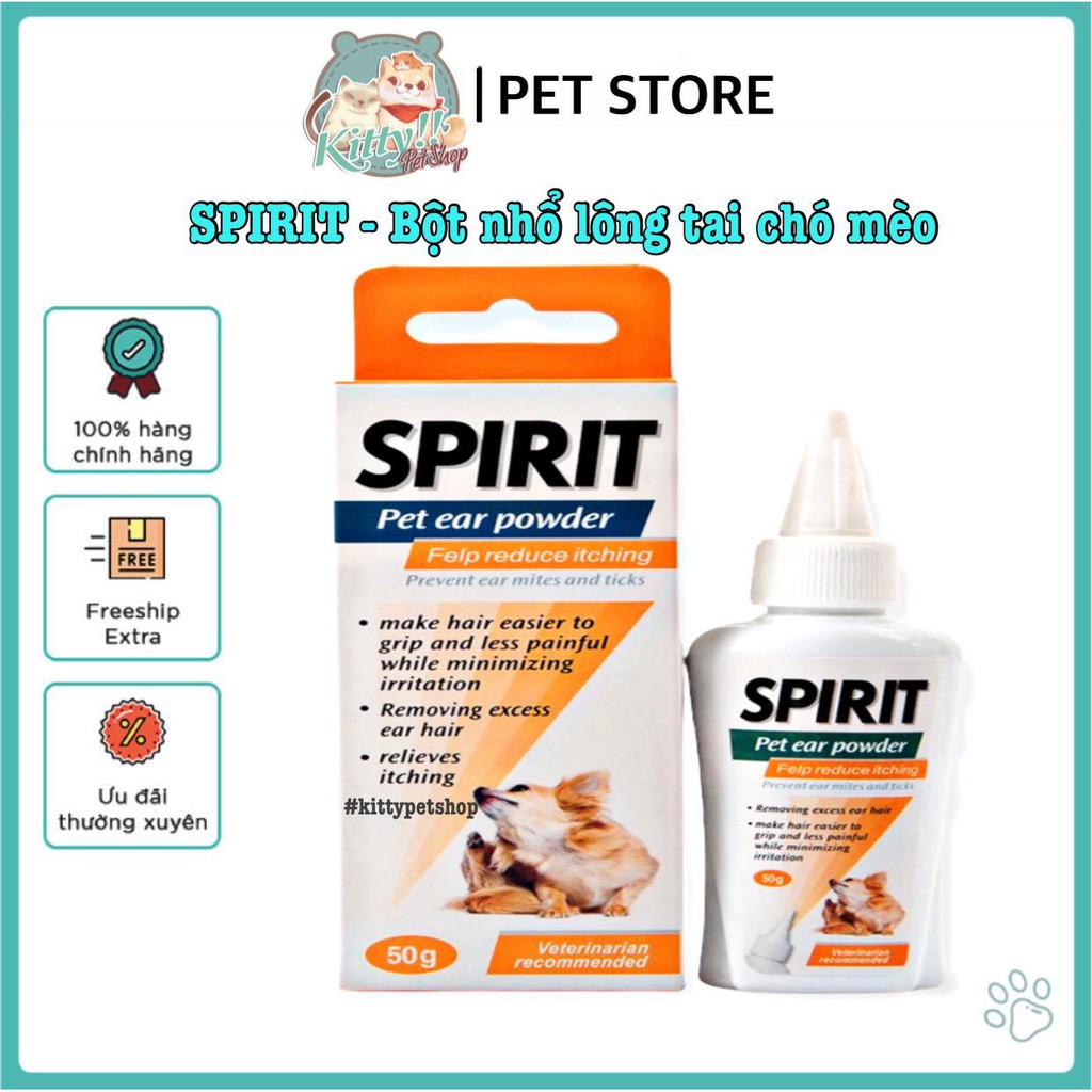 Spirit - Bột nhổ lông tai chó mèo, vệ sinh tai cho chó mèo - Kitty Pet Shop BMT