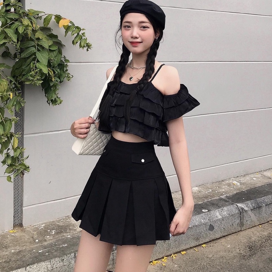 THE FANCE | Váy xếp ly có quần trong chống nhăn DOUBLE LETTERS SKIRT