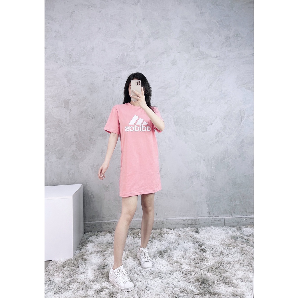 [HÀNG XUẤT XỊN] Đầm / Váy das hồng 1800 ESSENTIALS LOGO DRESS PINK Made in Cambodia full tag code