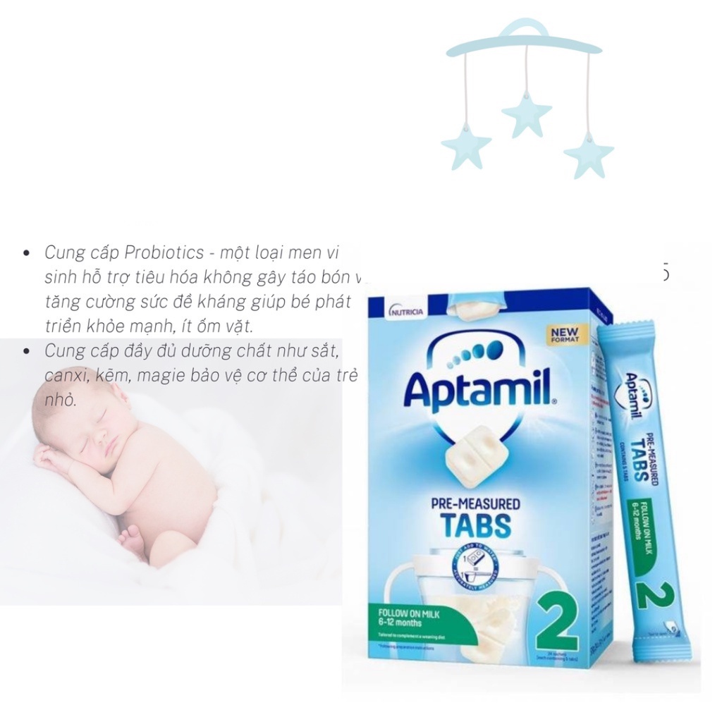 Sữa Aptamil Anh dạng 5 viên 1 thanh số 1 và số 2  - Mokids