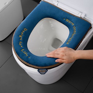 🌈G & S Micro Life Museum🌈Vỏ Bọc Bệ Ngồi Toilet Bằng Nhung Dày Dặn Thêu Họa Tiết Có Khóa Kéo Chống Nước Tiện Dụng Cho Gia Đình