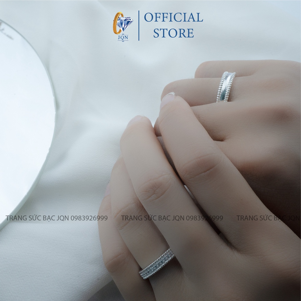 Nhẫn Đôi Bạc JQN Chất Liệu Bạc Thật D03 Gồm 2 Nhẫn Cho Nam Nữ