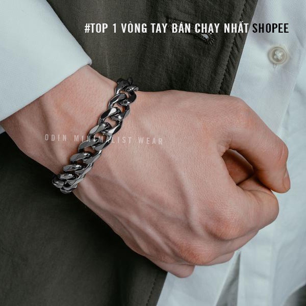 Vòng tay Chain Cuban 9mm - Thép Titan 316L - Tặng kèm nhẫn Titan