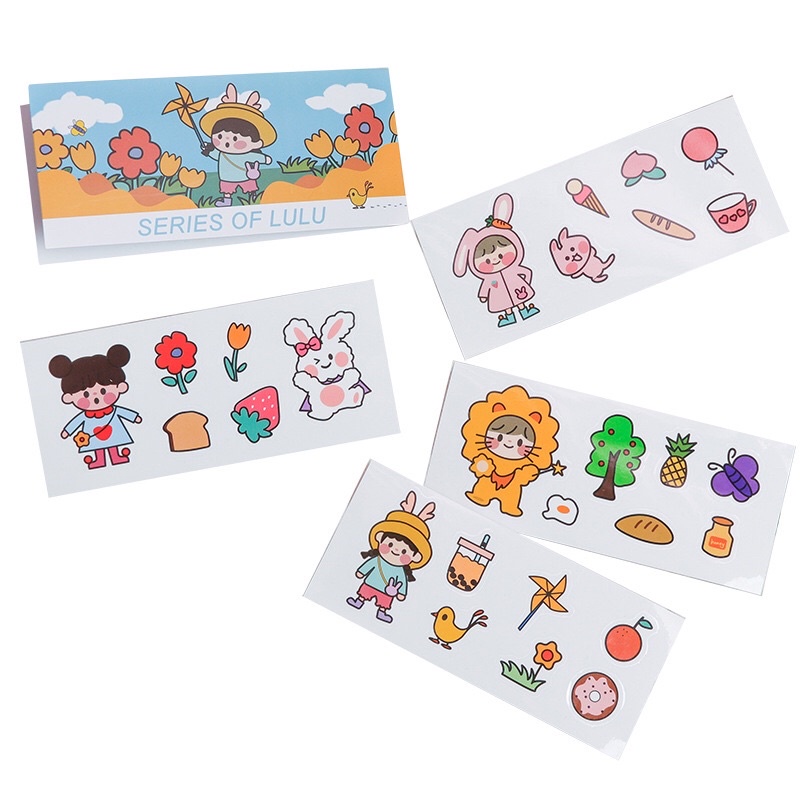 Bộ 4 Tấm STICKER Trang Trí Dán Phong Cách Nhật Bản Cực Kì Dễ Thương Chất Dính Siêu Bền