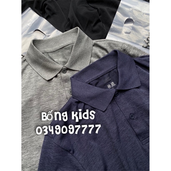 Áo Polo Nam &amp; Bé Trai Phối Lưới Thông Hơi Mềm UNI(cắt tag có lỗi vải nhẹ)