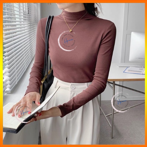 Áo Giữ Nhiệt Nữ Cao Cấp Dài Tay Chất Thun Lót Nỉ Dày Dặn Co Giãn Giữ Nhiệt Siêu Ấm Loại 1 Hanva