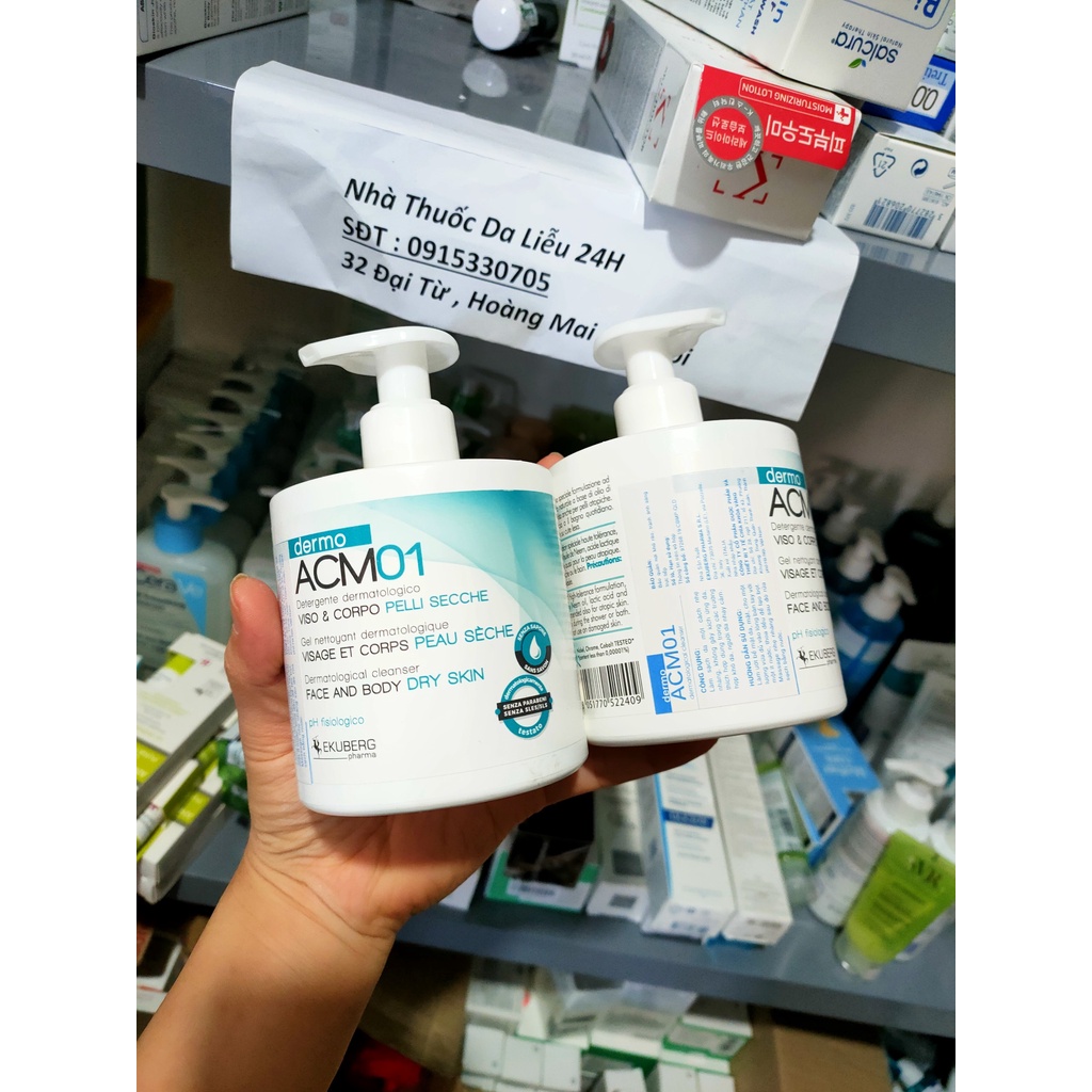 DERMO ACM01 300ml Ý Sữa rửa mặt và tắm dành cho làn da mỏng manh, nhạy cảm