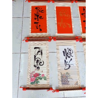 Mành Tre Thư Pháp Trang Trí Decor Bền Đẹp Nhiều Mẫu Chữ Vạn Sự Như Ý Tài Lộc 25x50cm