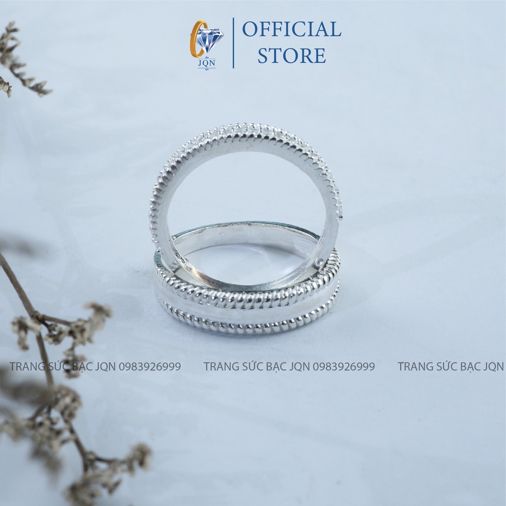 Nhẫn Đôi Bạc JQN Chất Liệu Bạc Thật D03 Gồm 2 Nhẫn Cho Nam Nữ