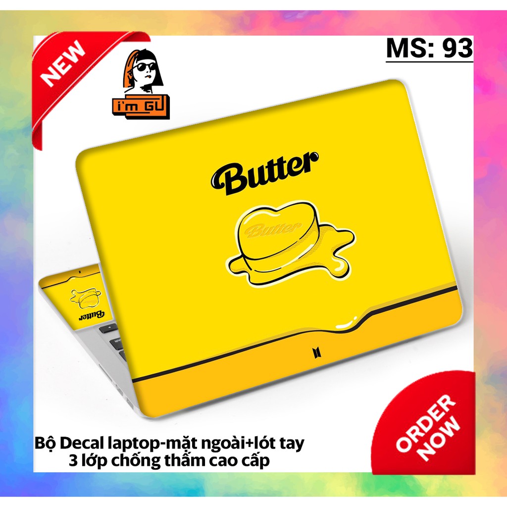 BỘ DECAL BTS BUTTER DÁN BẢO VỆ TRANG TRÍ LAPTOP  Decal cao cấp 3 lớp chống thấm TẤT CẢ CÁC DÒNG MÁY MACBOOK/ACER/HP/DELL