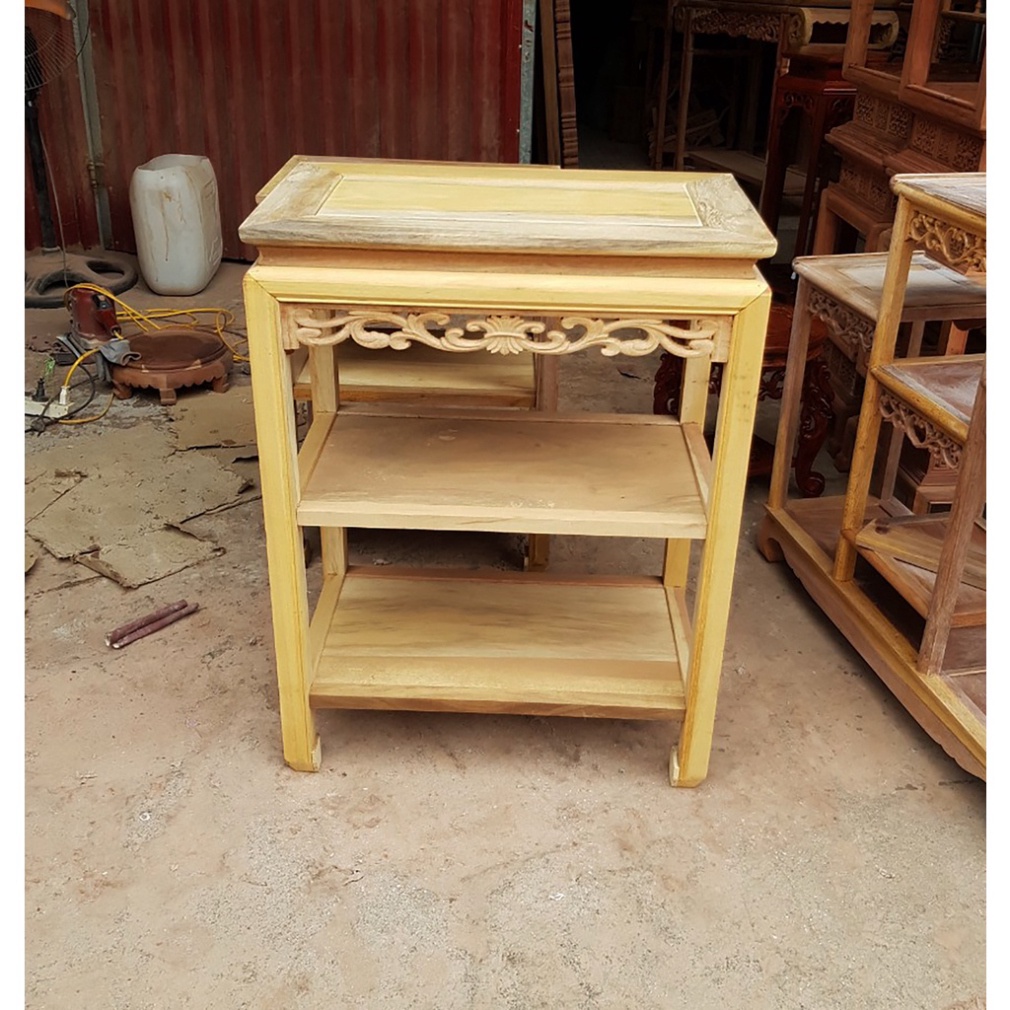ĐÔN CHỮ NHẬT 2 TẦNG KÊ ĐỒ TRANG TRÍ GỖ GỤ MẶT 35X50 CAO 80