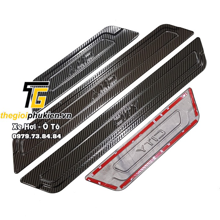 Ốp bậc cửa, nẹp bước chân cacbon xe Honda City 2015- 2020, 2021 - vân Carbon cao cấp (tặng kèm keo 3M)