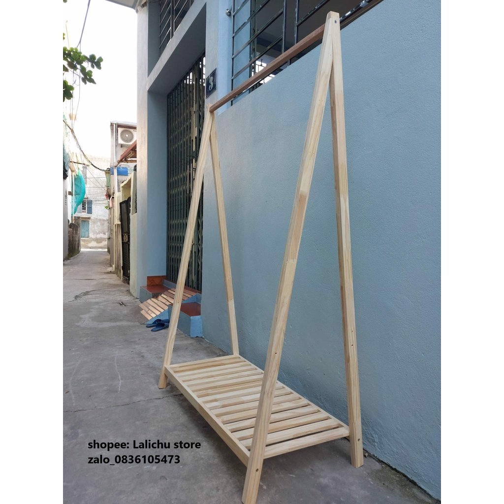 Kệ treo quần áo chữ A bằng gỗ decor trang trí nhà cửa