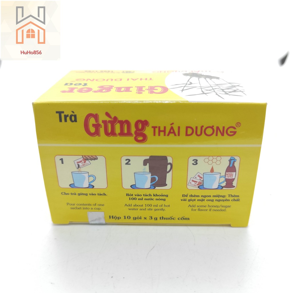Trà Gừng Thái Dương - Hỗ Trợ Cảm Lạnh, Ho, Khàn Tiếng, Đau bụng- Hộp 10 gói