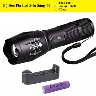 Đèn Pin Siêu Sáng Led Đa Năng T6, 5 Chế Độ Sáng, Chống Nước, Chống Va Đập, Độ Sáng Cao
