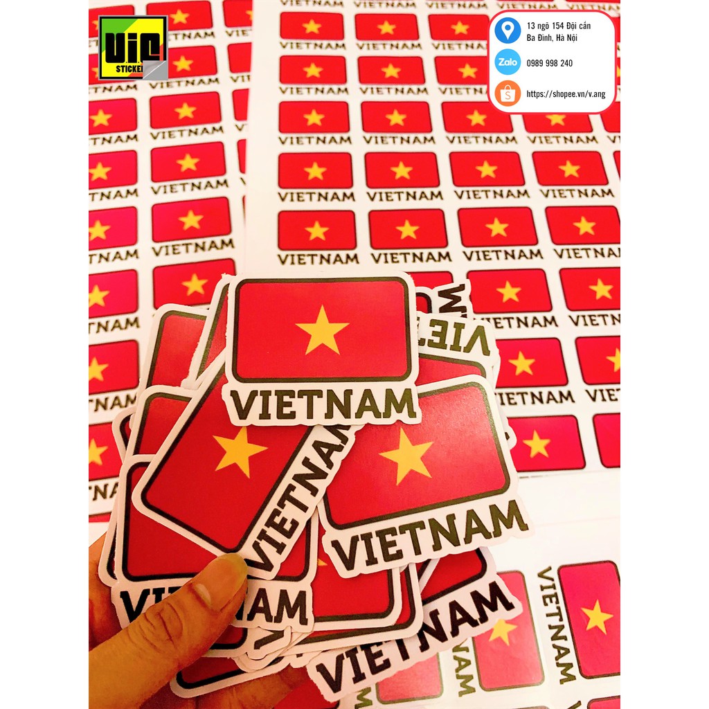 Sticker lá cờ việt nam dán mũ bảo hiểm, máy tính, xe máy. In theo yêu cầu
