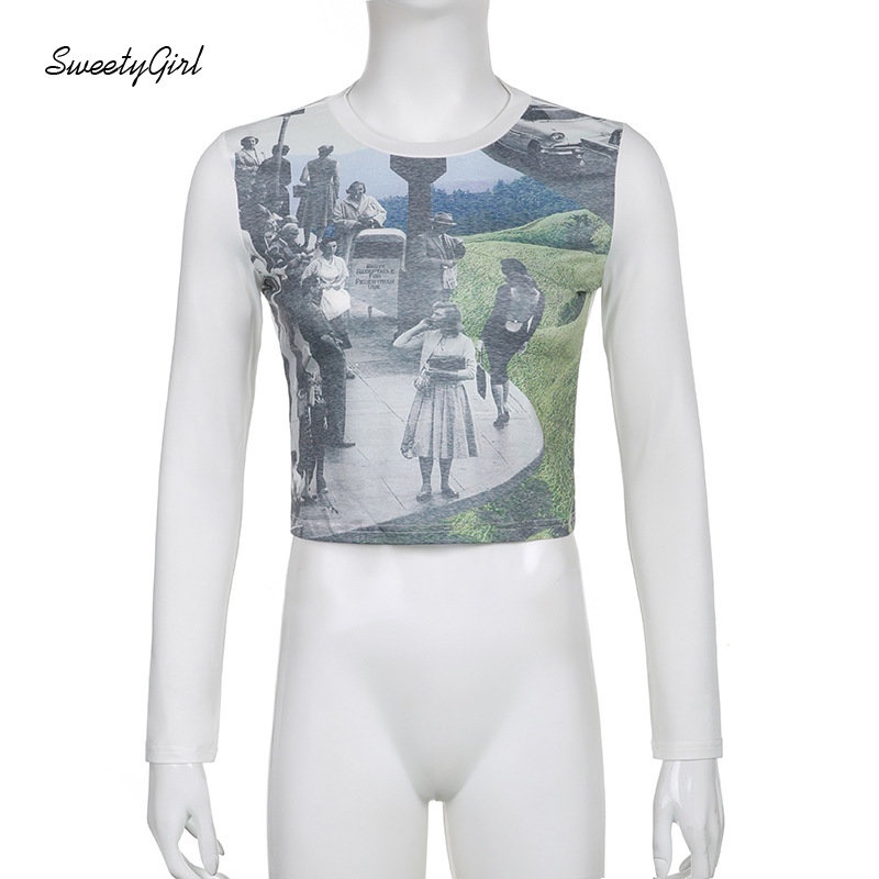 MsMona Áo Thun Tay Dài Cổ Tròn Dáng Ôm Phối Màu Tương Phản Thời Trang 2022 Cho Nữ