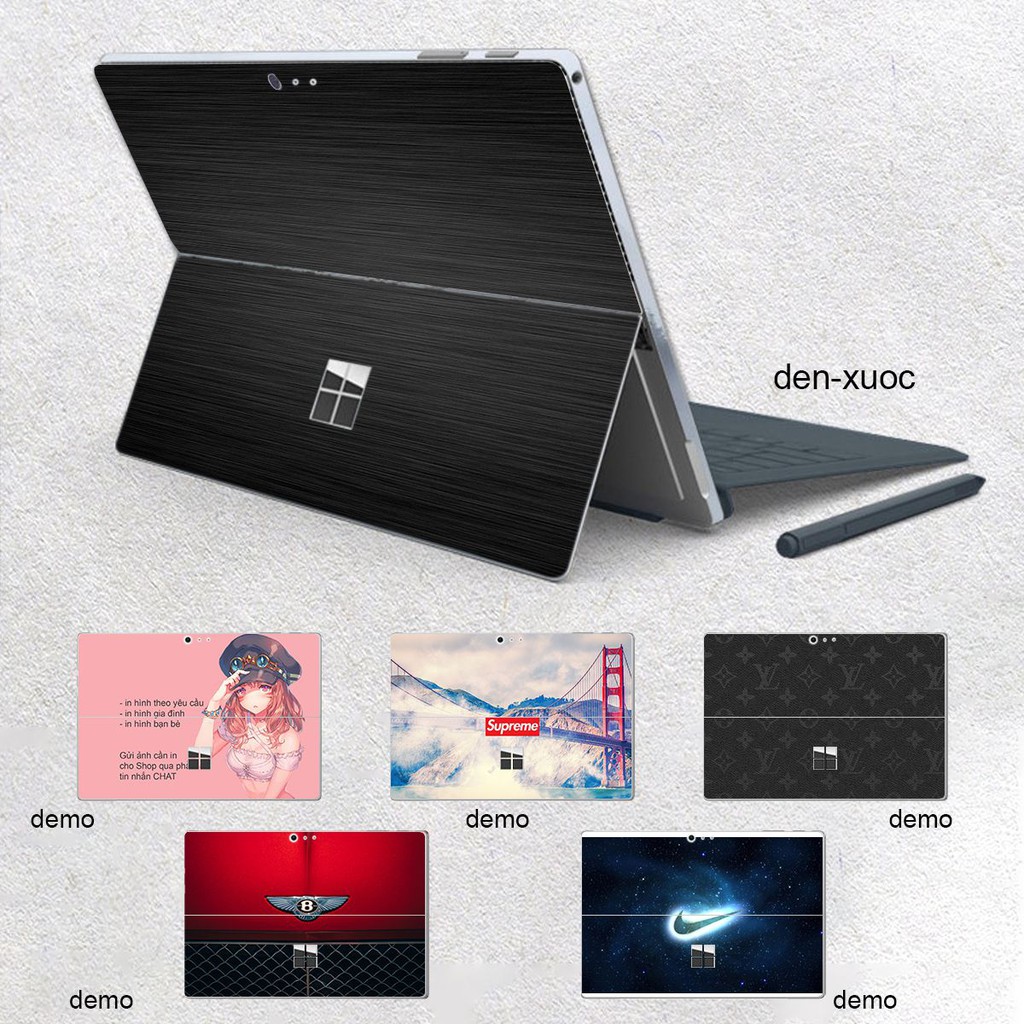 Skin dán Aluminum Chrome đen xước cho Surface 3 2015; Go, Go 2, Go 3; Pro 2 3 4 5 6 7 8 9 X