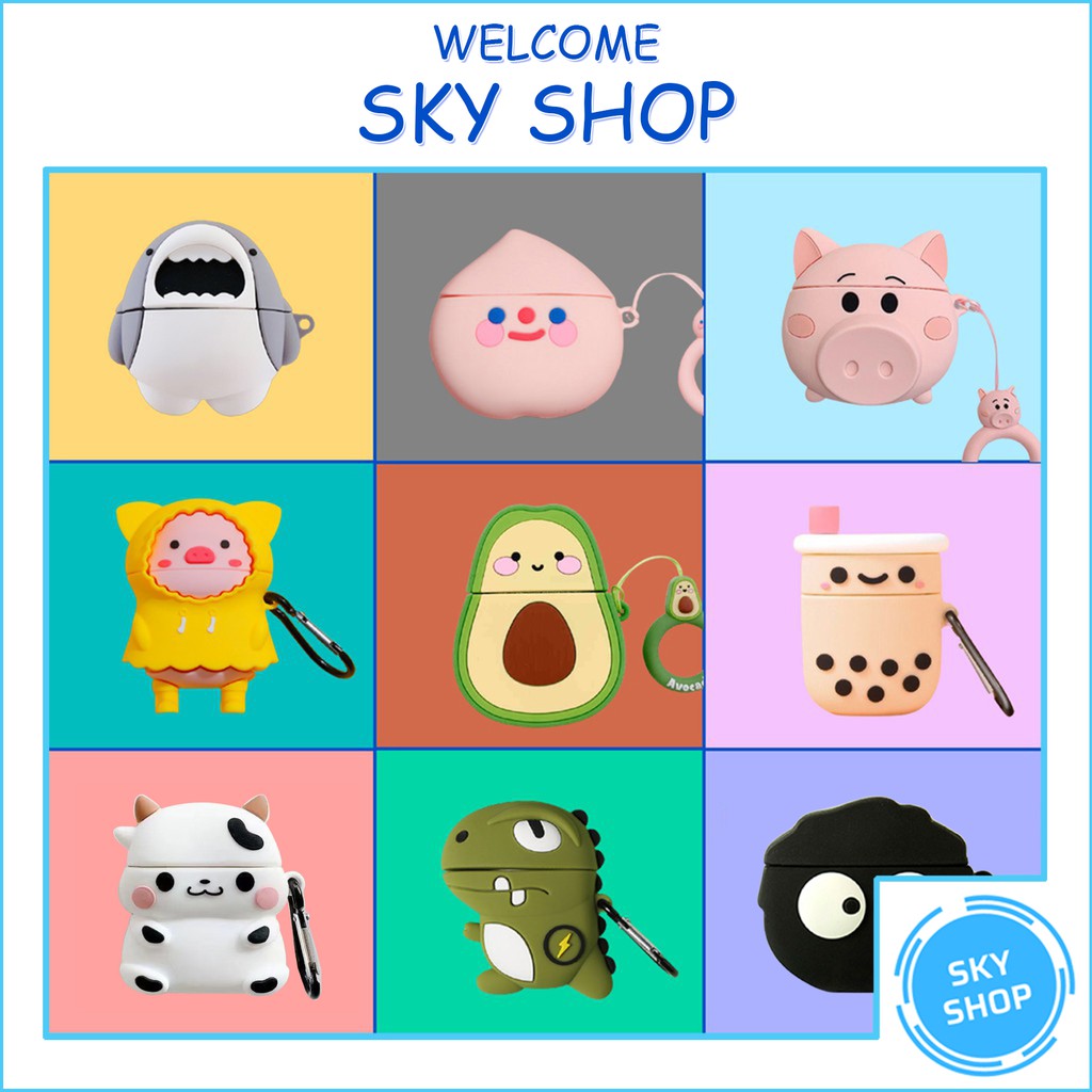 Vỏ Ốp Case Airpod Airpods bảo vệ bao đựng tai nghe không dây bluetooth 1/2/3/Pro/i12/i9/i7/tws chống va đập - Sky Shop