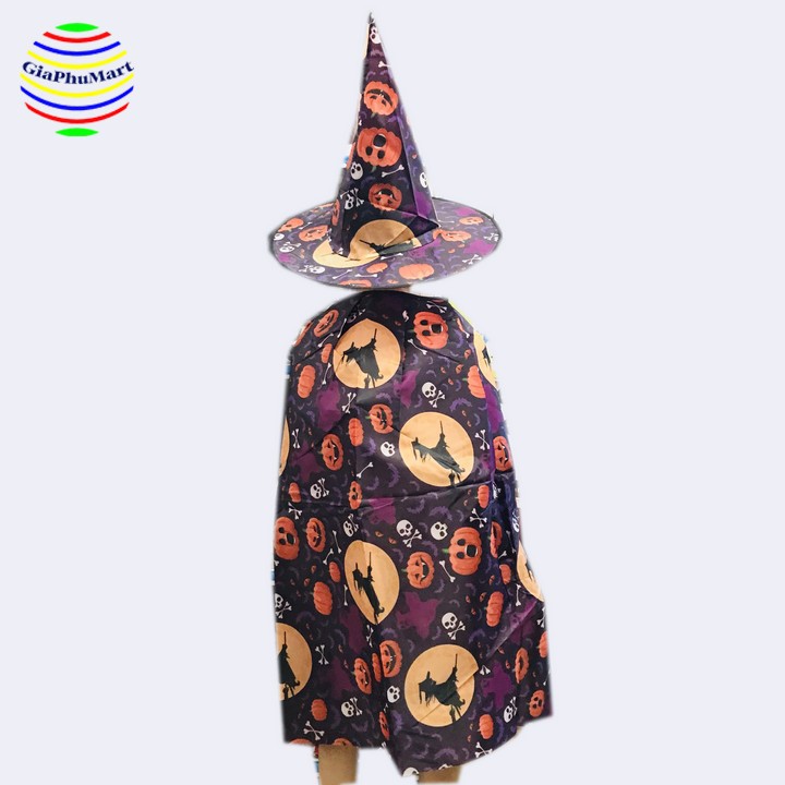 Áo Choàng Halloween - Áo Choàng Phù Thủy Kèm Nón